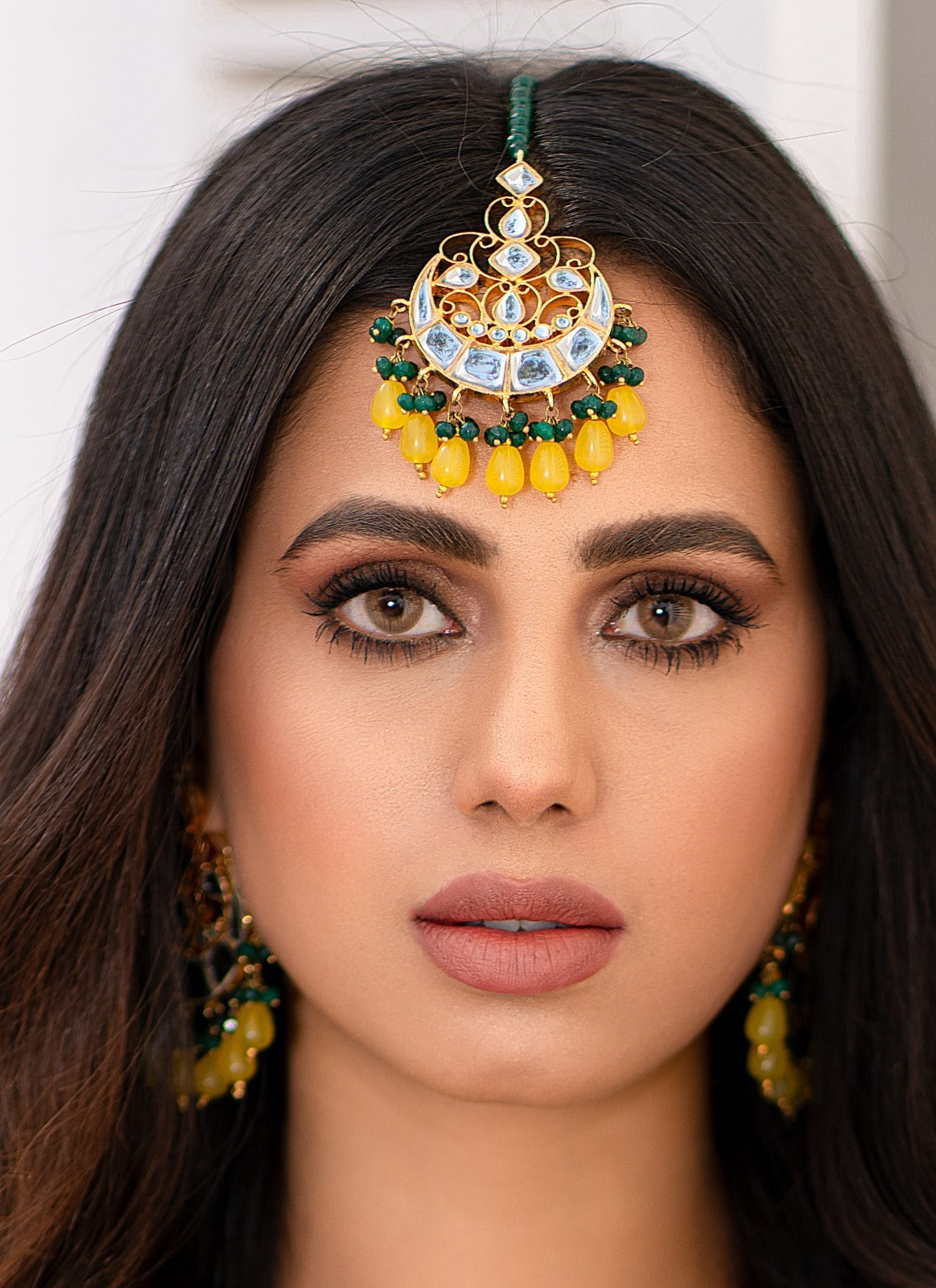 Kundan seesh earrings tikka