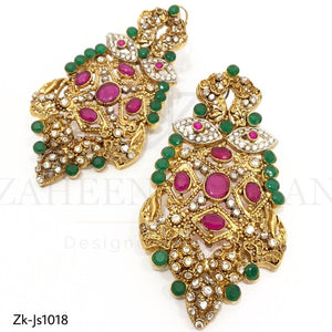 Ruby Emerald Filigree Necklace Set