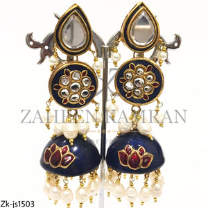 Blue Mina Jhumki Style Necklace