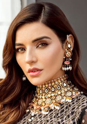 Blue Mina Jhumki Style Necklace