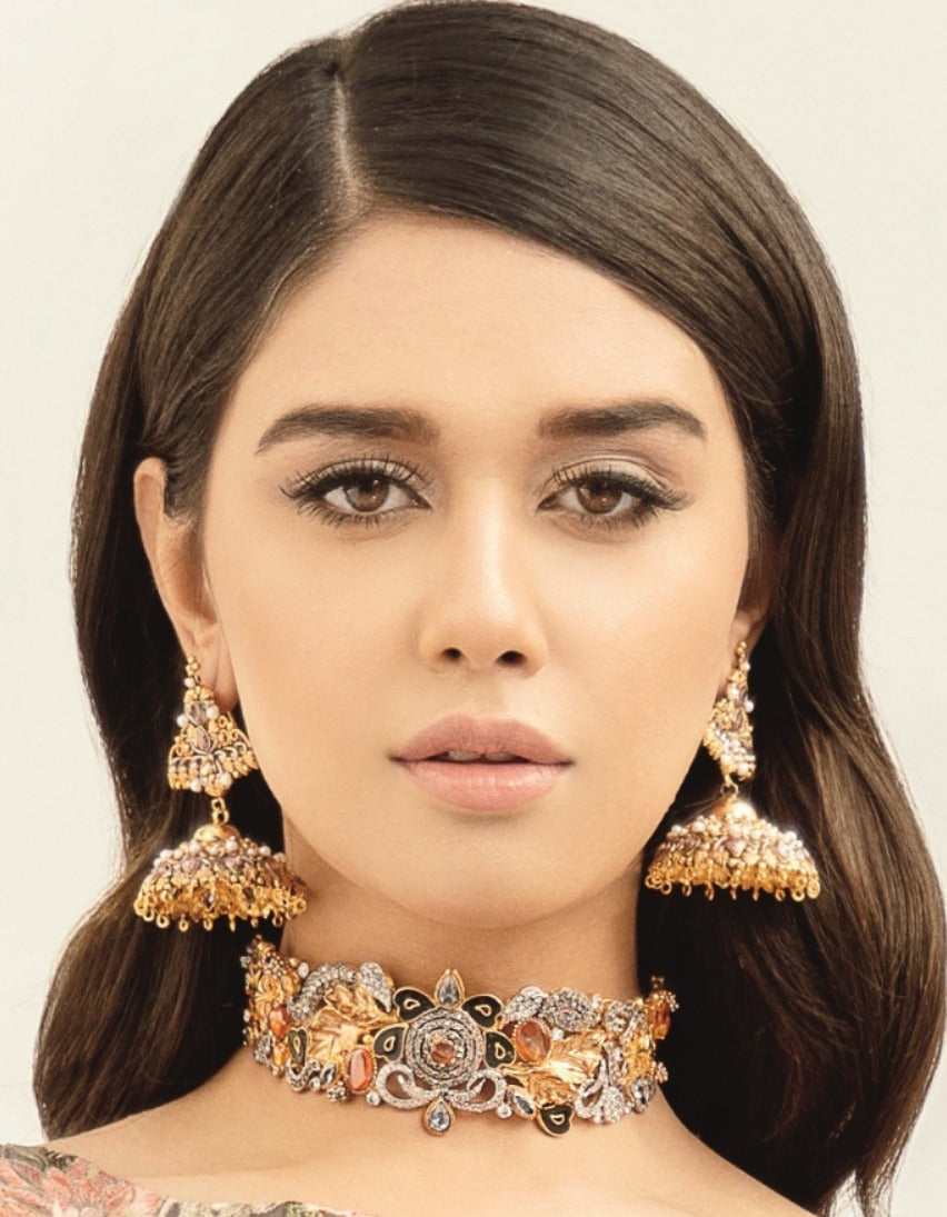 3D Antique Gold Choker Set