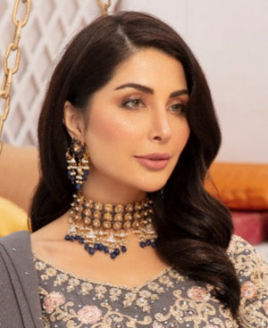 Chunky Choker with Blue beads