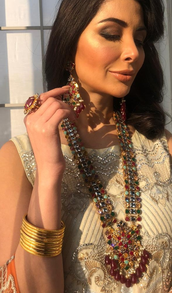 Multi Stones Kundan Necklace Set