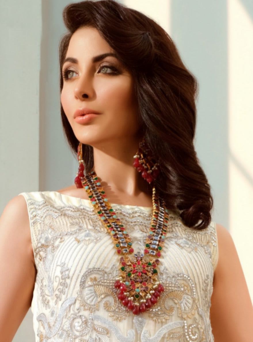 Multi Stones Kundan Necklace Set