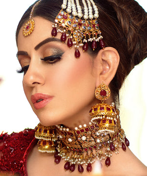 Royal Champagne&Ruby Necklace Set