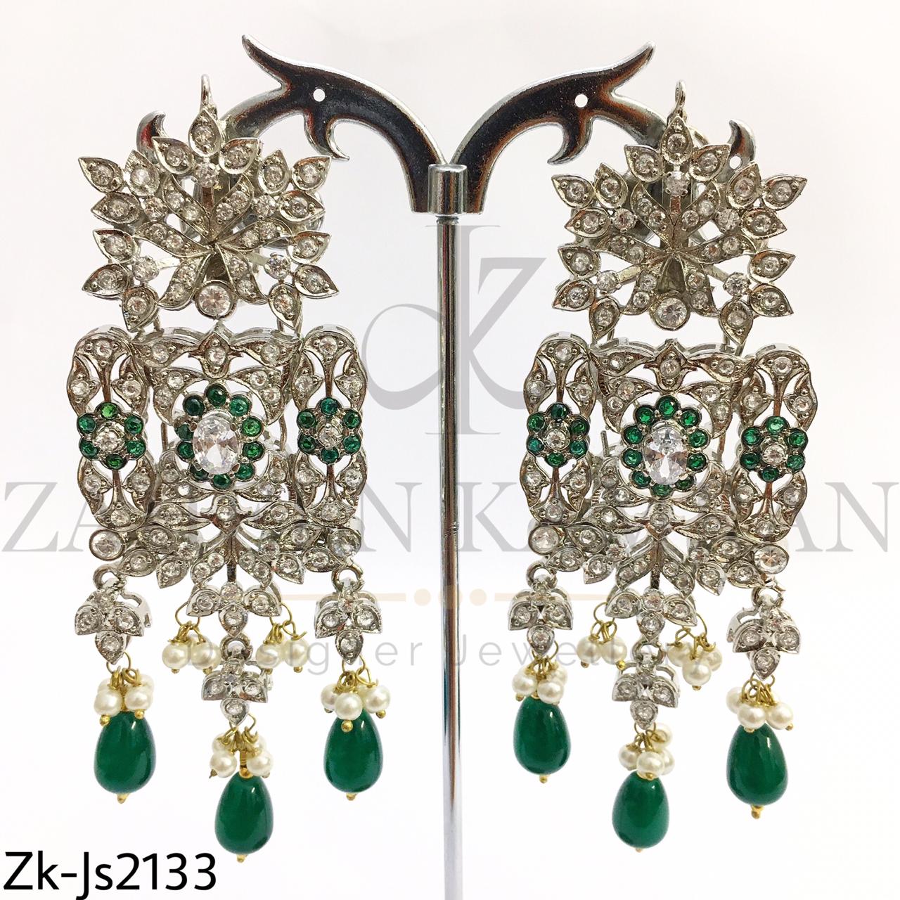 Silver Emerald Choker Set