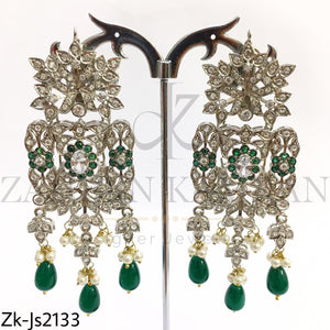 Silver Emerald Choker Set