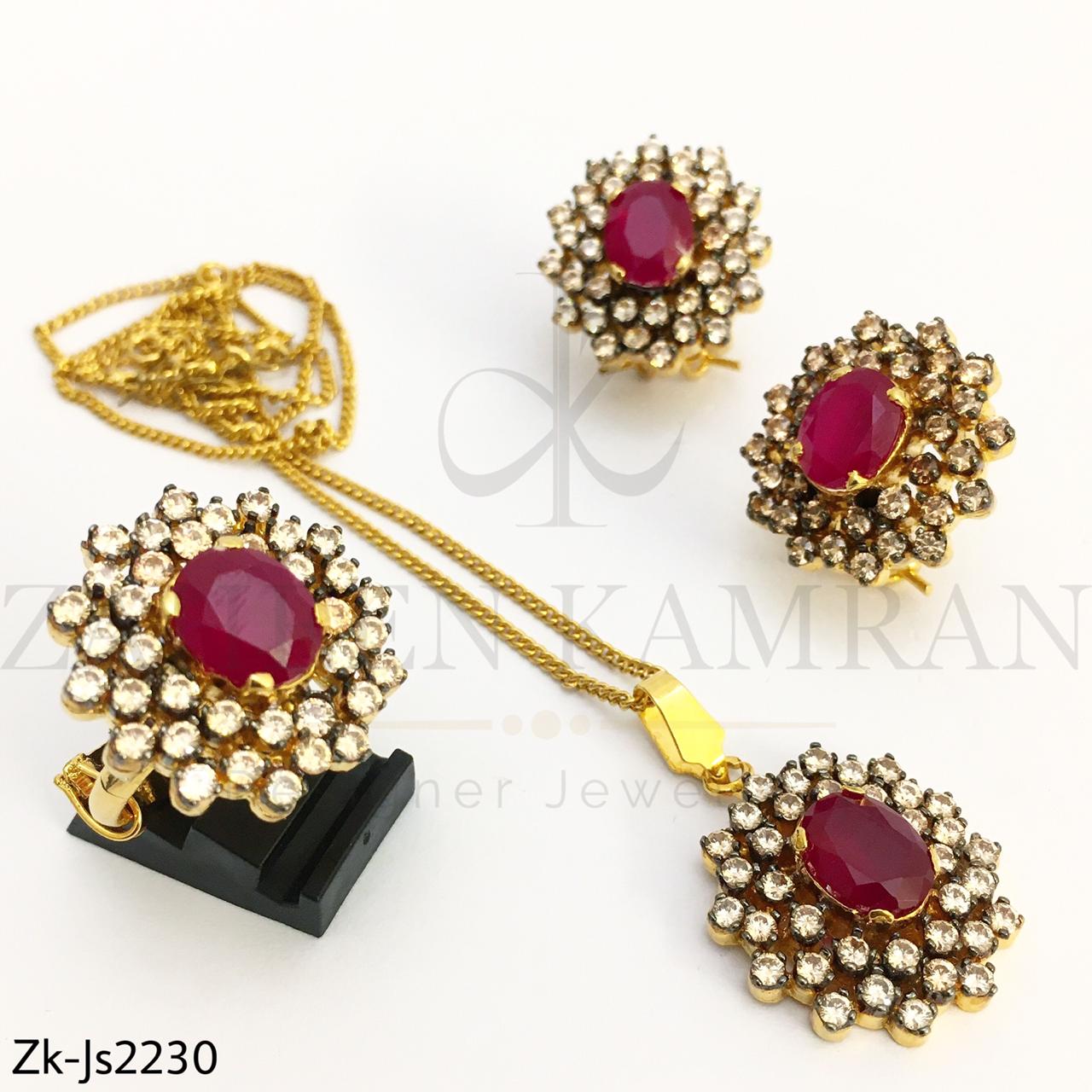 Ruby Zirconia Pendant Set