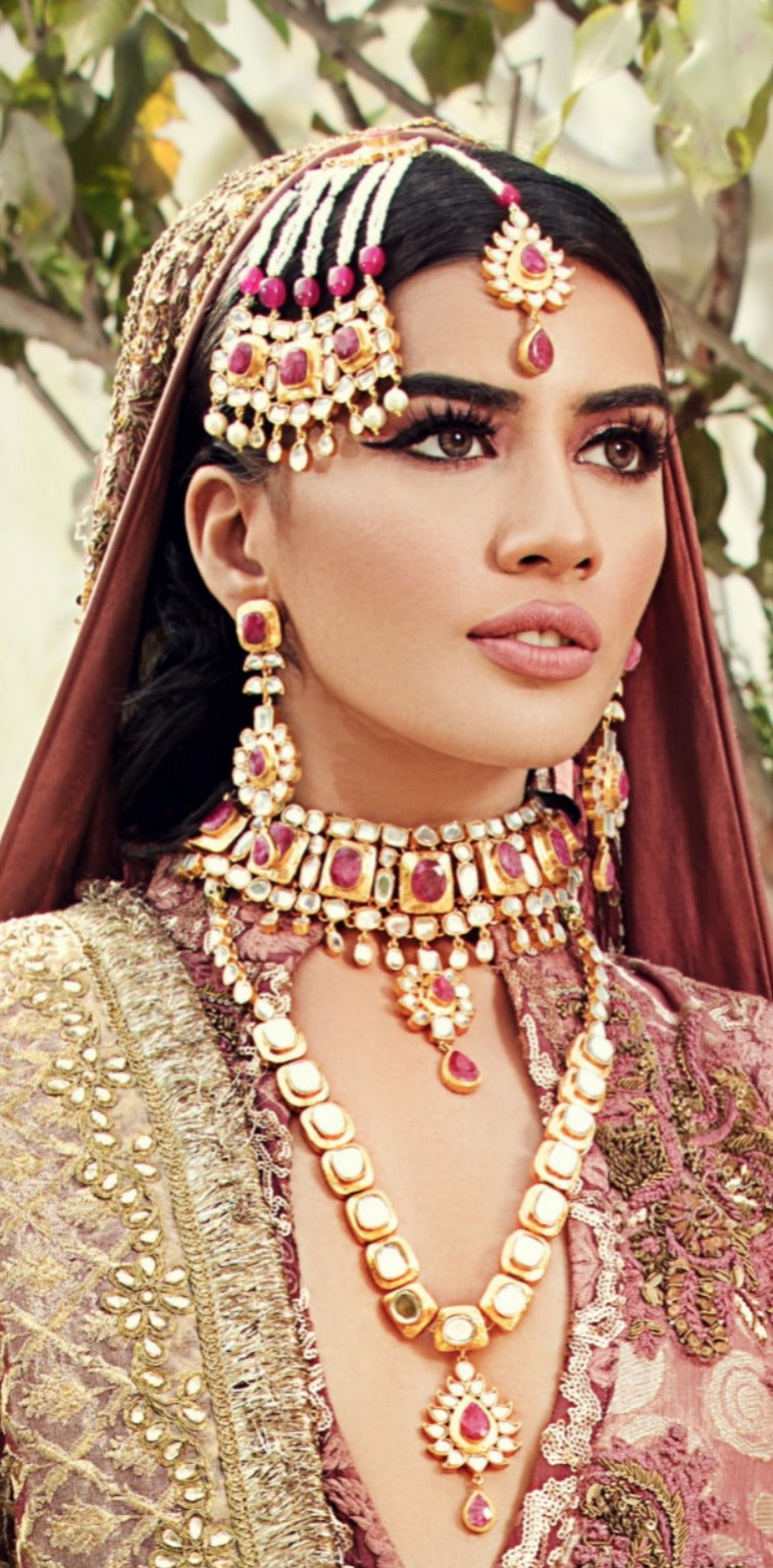 Textured kundan ruby kit set