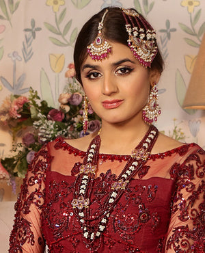 Ruby pearls bridal set