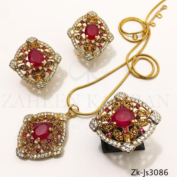 Detailed Ruby Pendent Set