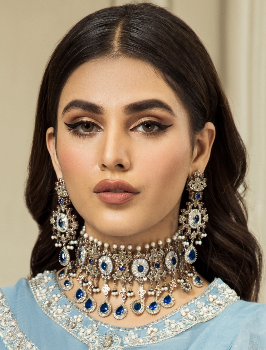 Zirconian Sapphire Choker Set