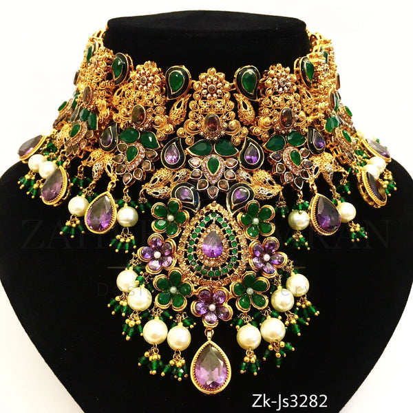 Emerald Amethyst Bridal Set