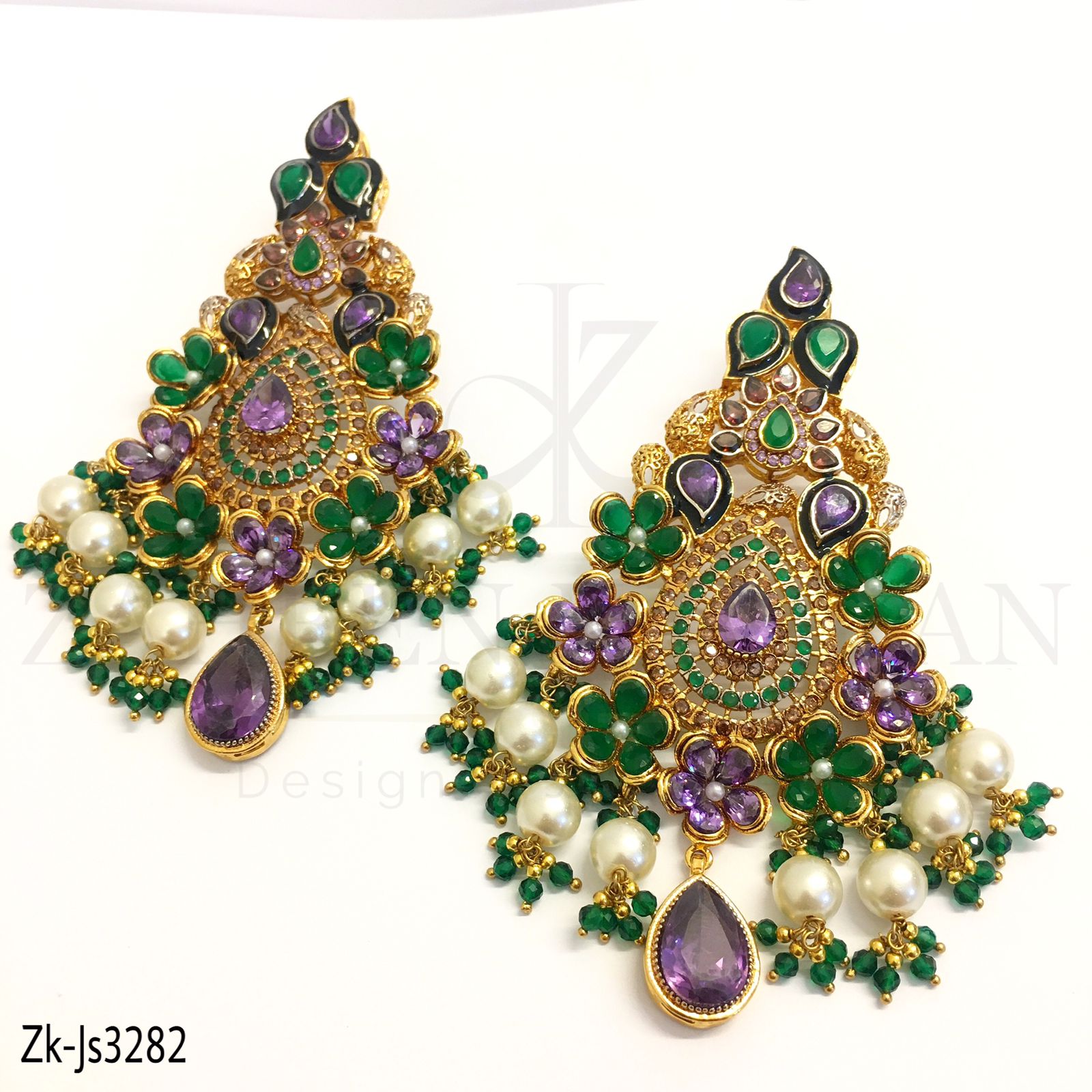 Emerald Amethyst Bridal Set