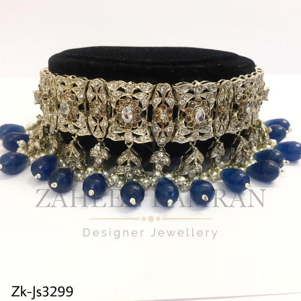 Silver Sapphire Choker se