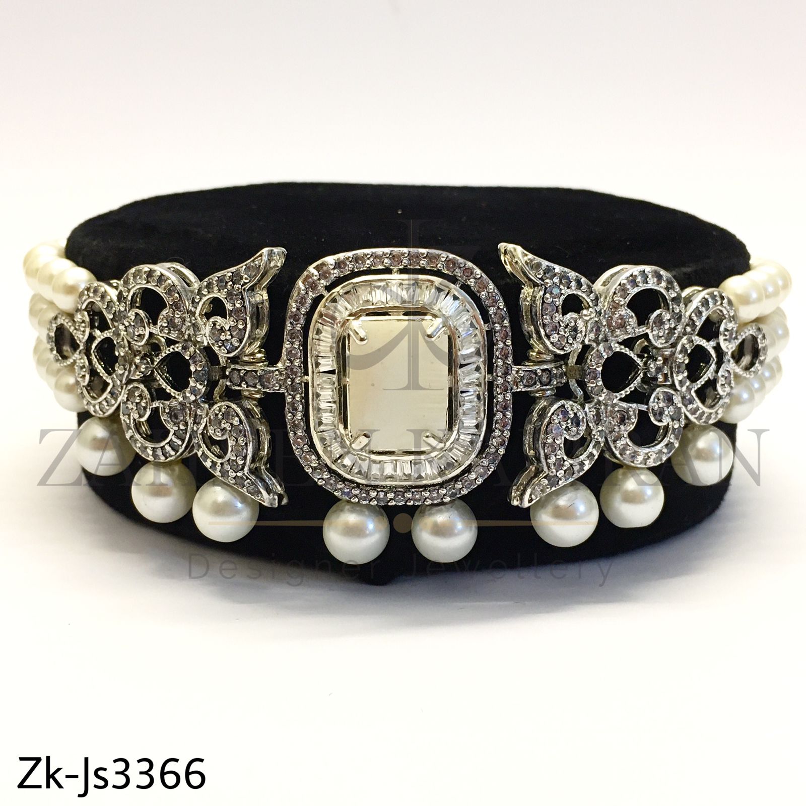 Silver opal Choker Set