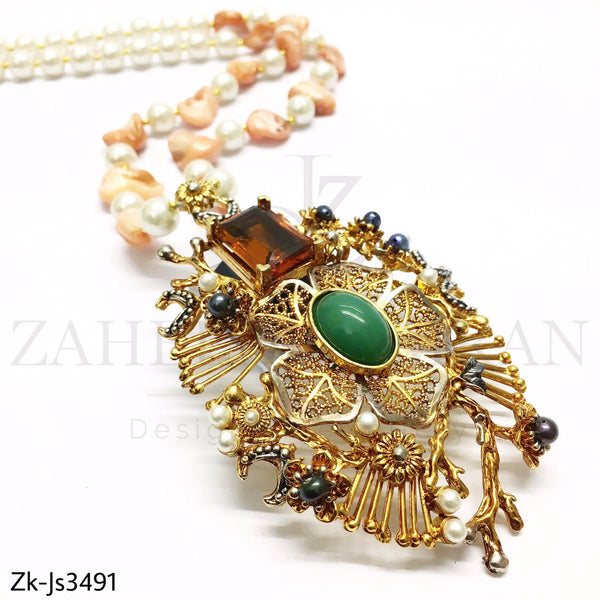 Floral Antique Pendent Mala