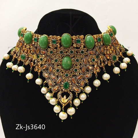 Jade green polki bridal set