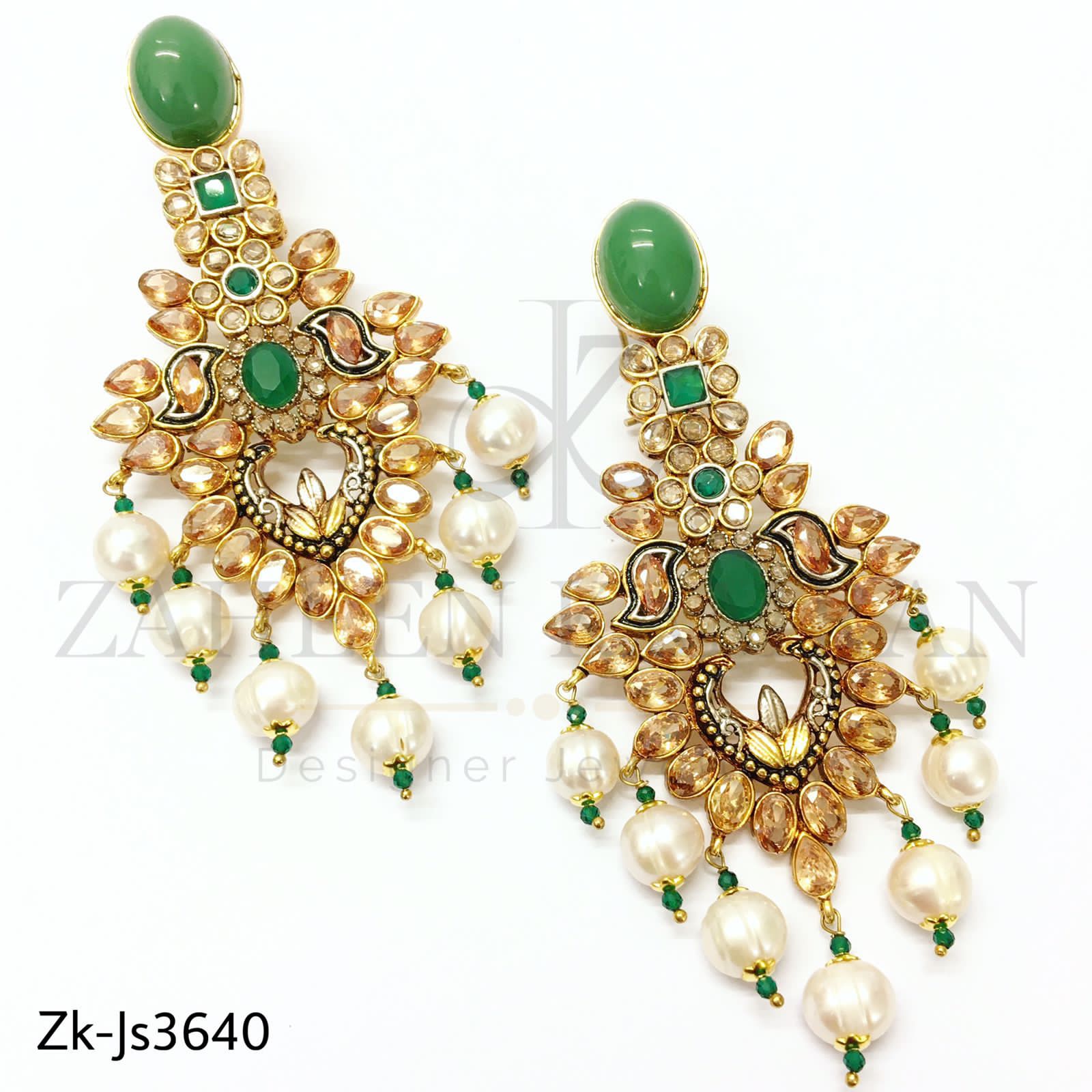 Jade green polki bridal set
