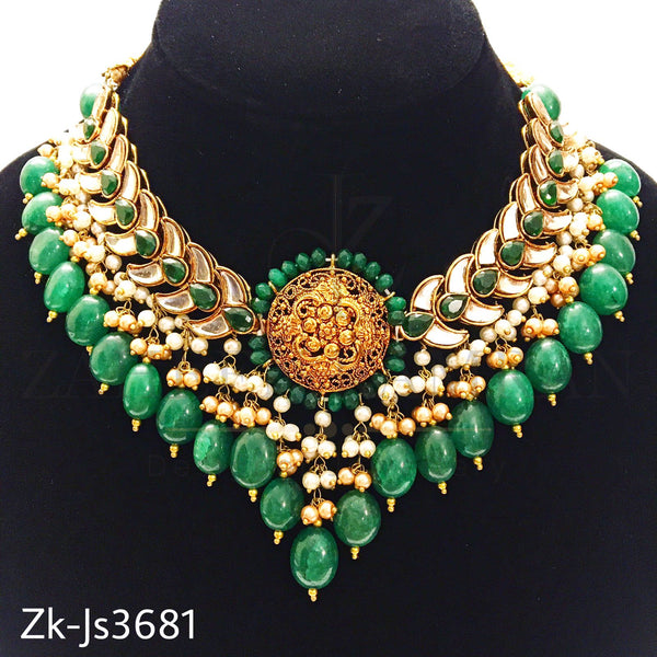 Emerald kundan set