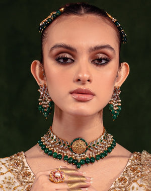 Emerald kundan set