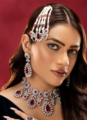 Luxury ruby silver set