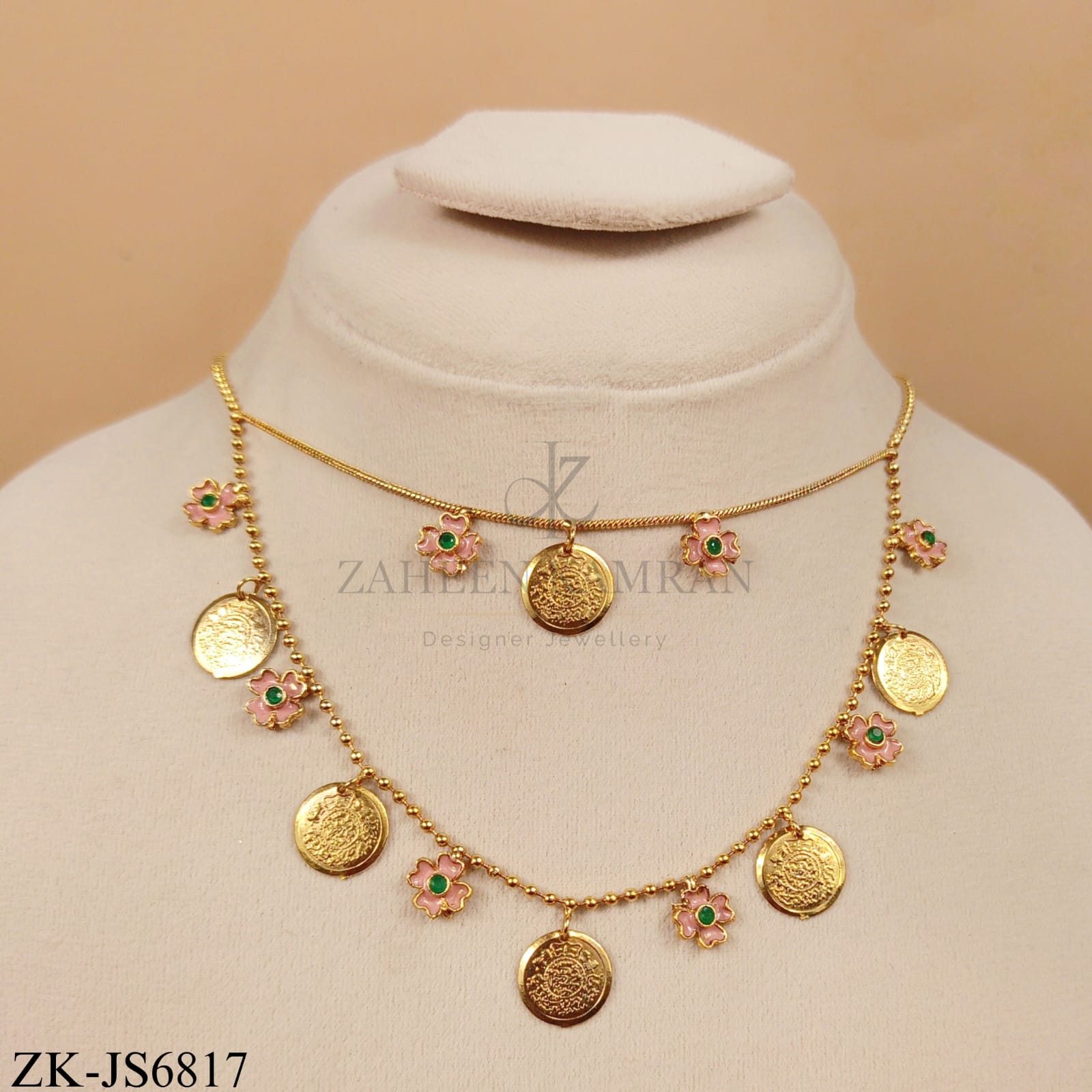 GOLDEN COIN AND PINK FLORAL SET