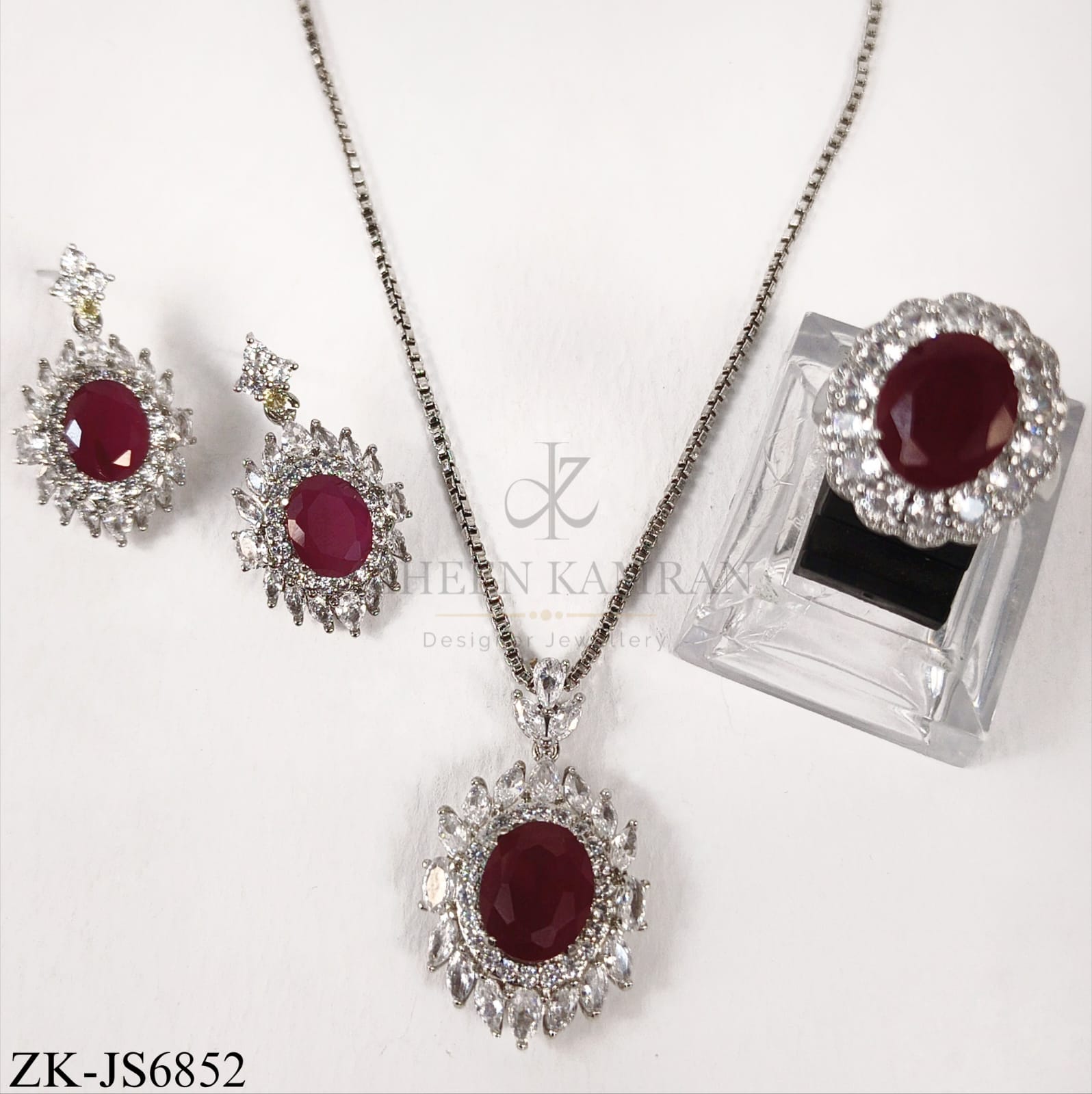 RUBY SILVER PENDANT SET