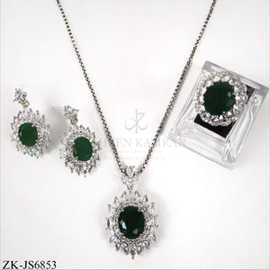 EMERALD SILVER PENDANT SET