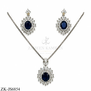 SILVER SAPPHIRE PENDANT SET