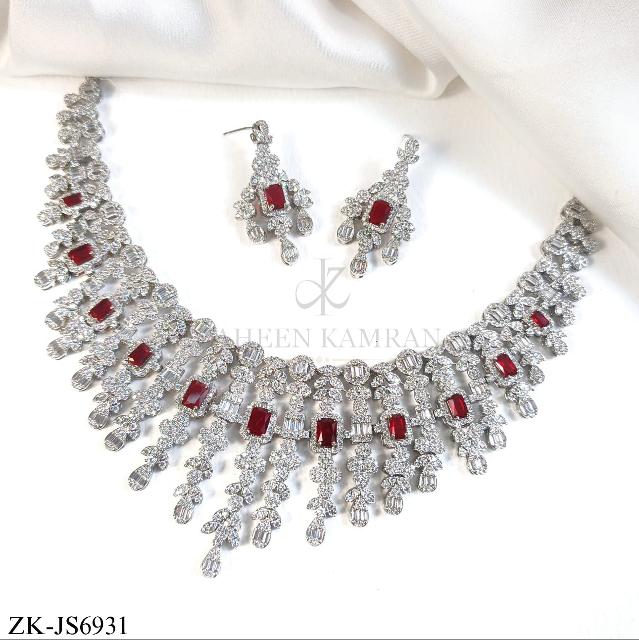SILVER RUBY CHANDELIER SET