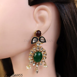 GOLD TONE KUNDAN CHOKER SET WITH RUBY DROP