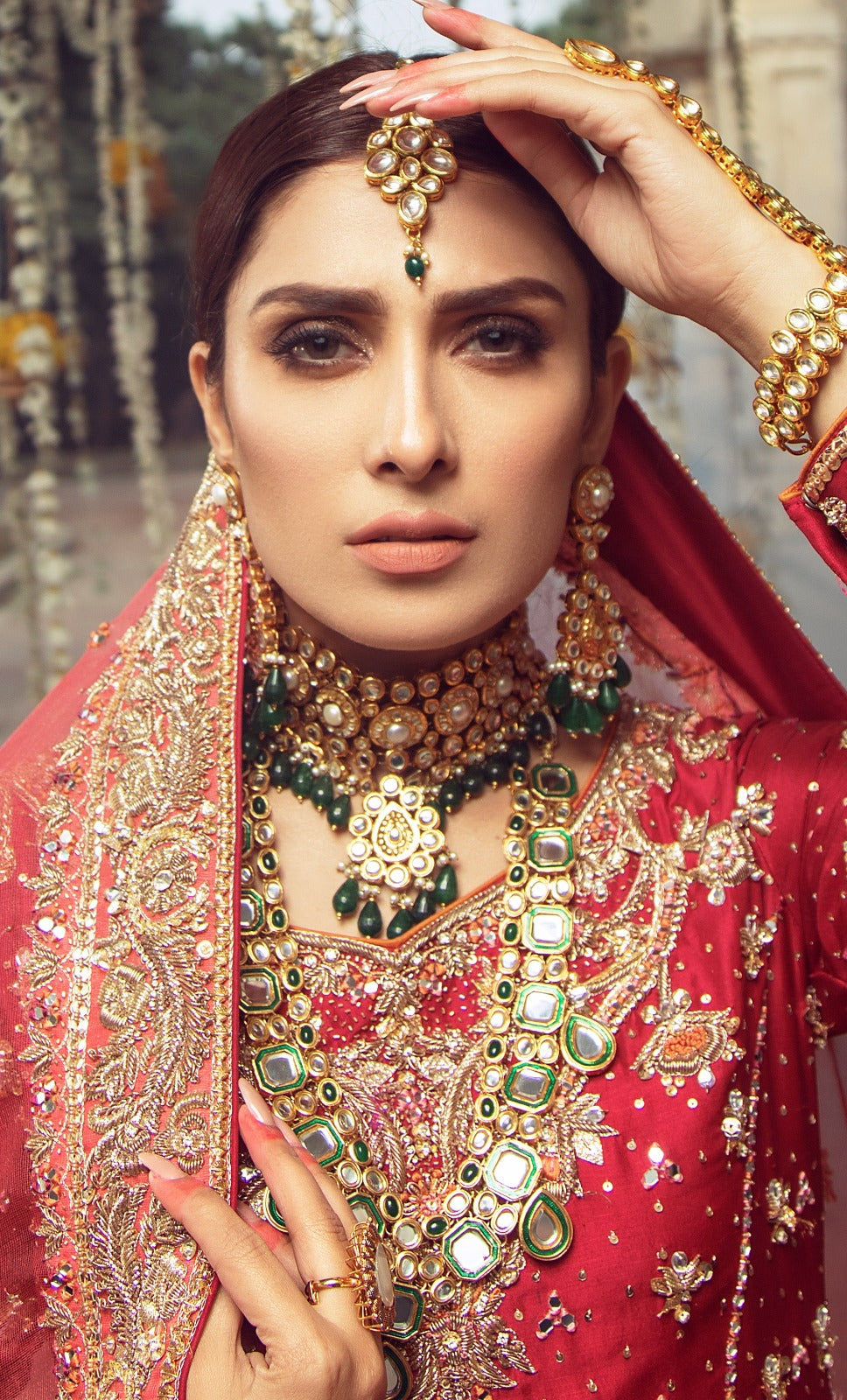 Green Meena Kundan Mala