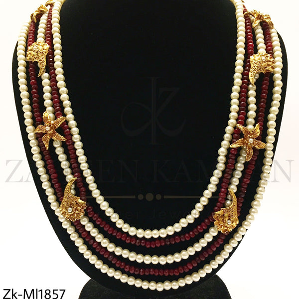 Pearls Ruby Mala