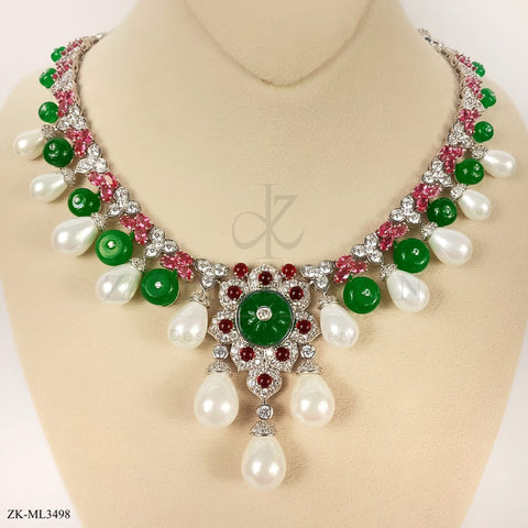 EMERALD SILVER MALA