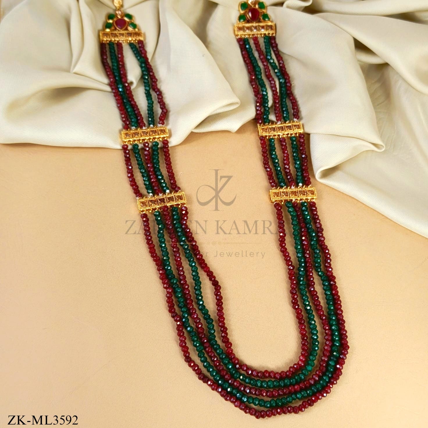EMERALD GARNET MALA