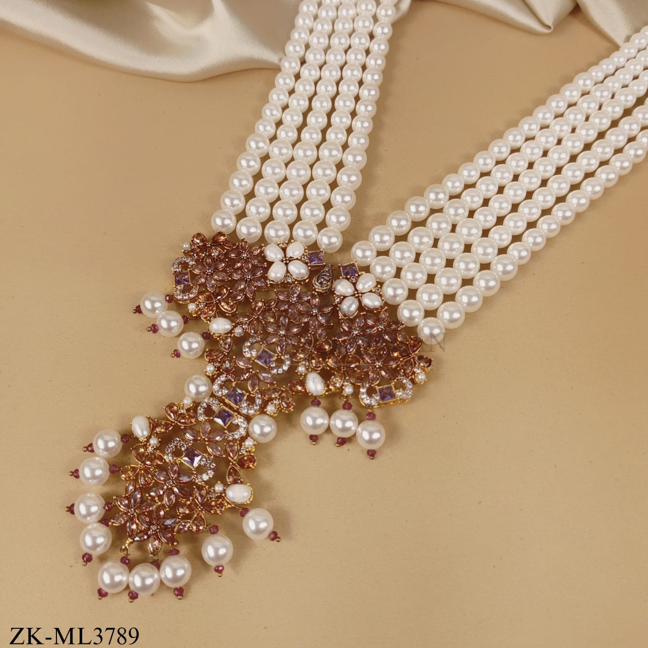 FIVE STRING MALA WITH FLORAL PENDANT