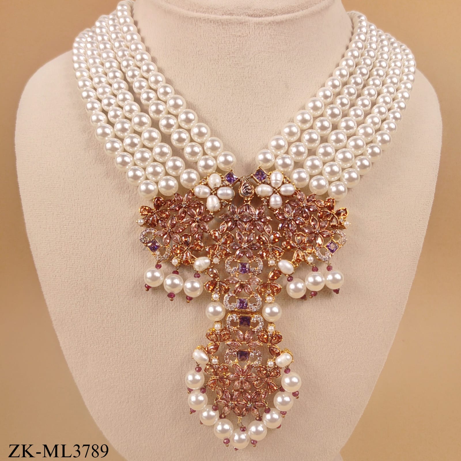 FIVE STRING MALA WITH FLORAL PENDANT