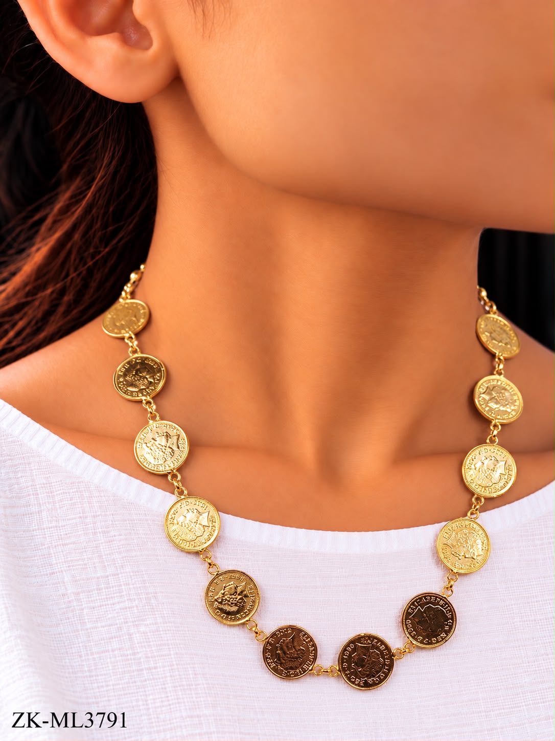 GOLD COIN MALA WITH PORTRAIT DESIGN FRONT
