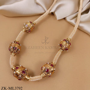 RUBY BEADED CORD MALA