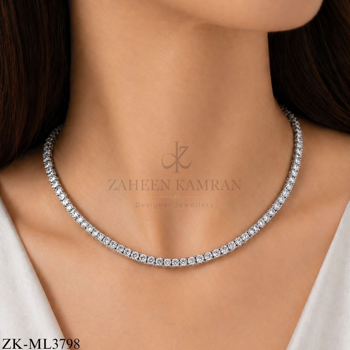 ZIRCONIAN SILVER CURVE MALA