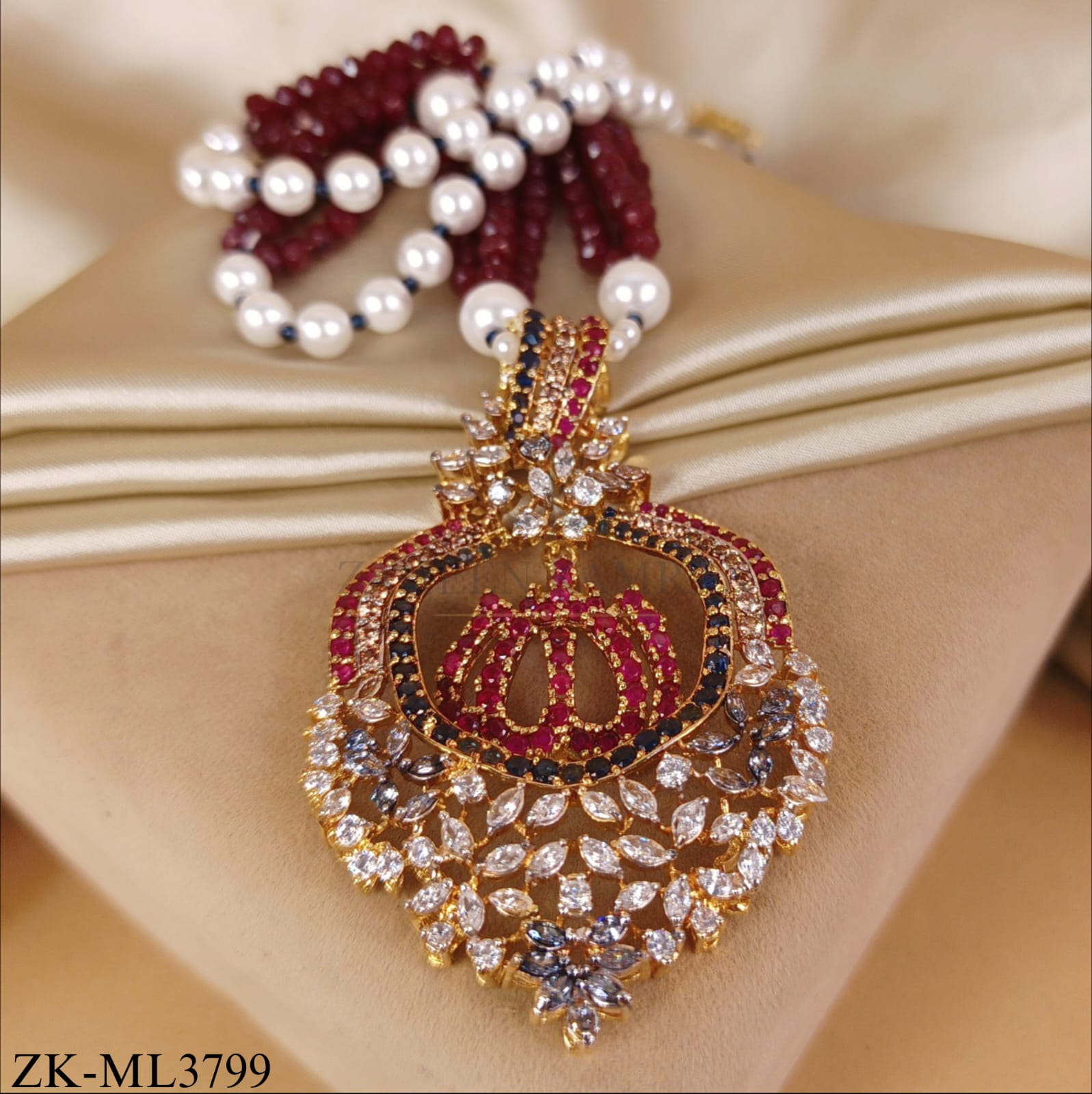 CALLIGRAPHY RUBY SAPPHIRE ALLAH NAME MALA