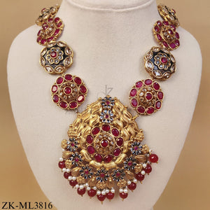 ANTIQUE RUBY FLORAL MOTIF MALA