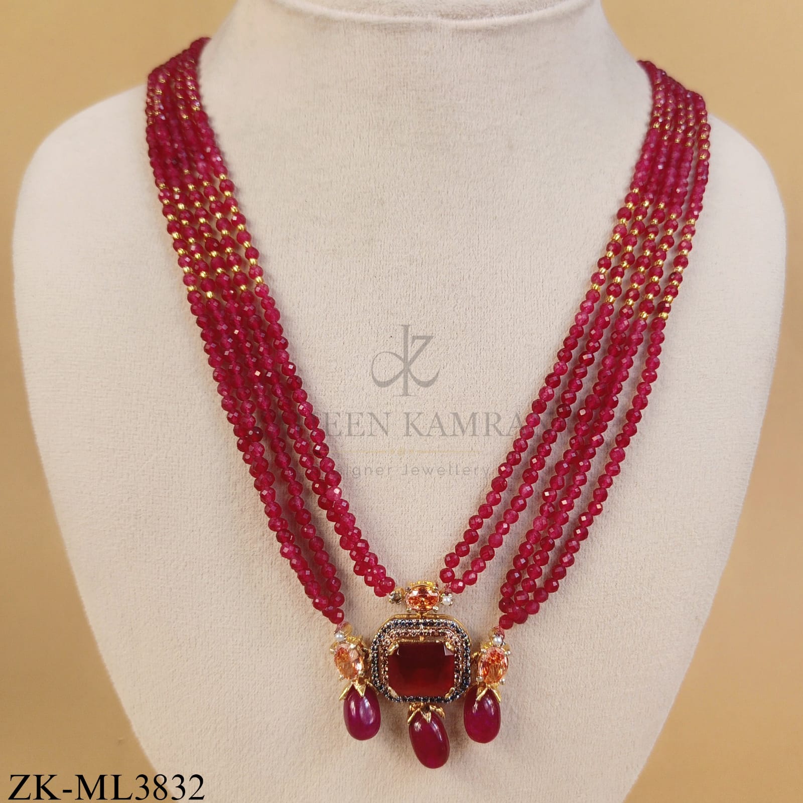 MULTI LAYERED RUBY MALA