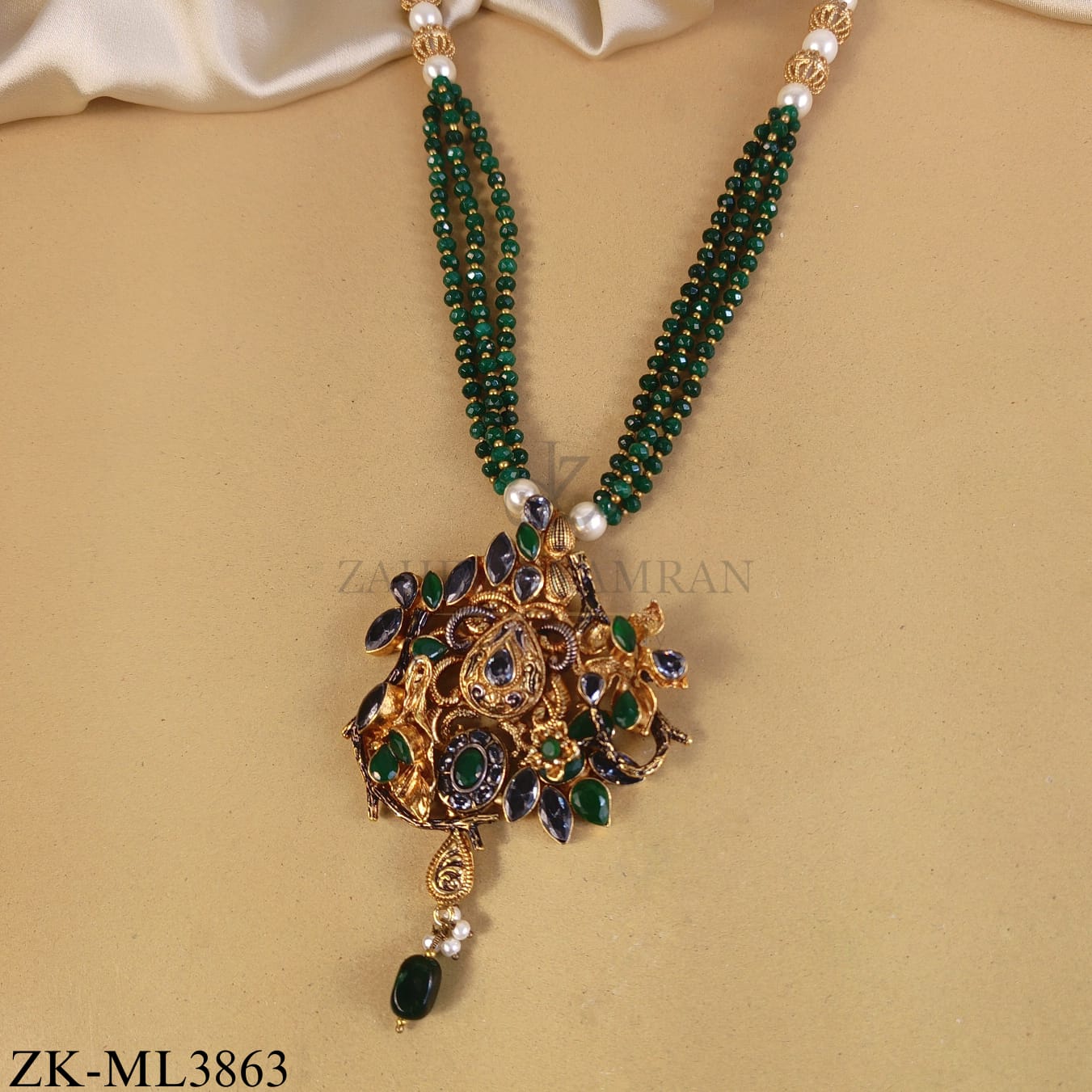 SMOKY EMERALD MALA