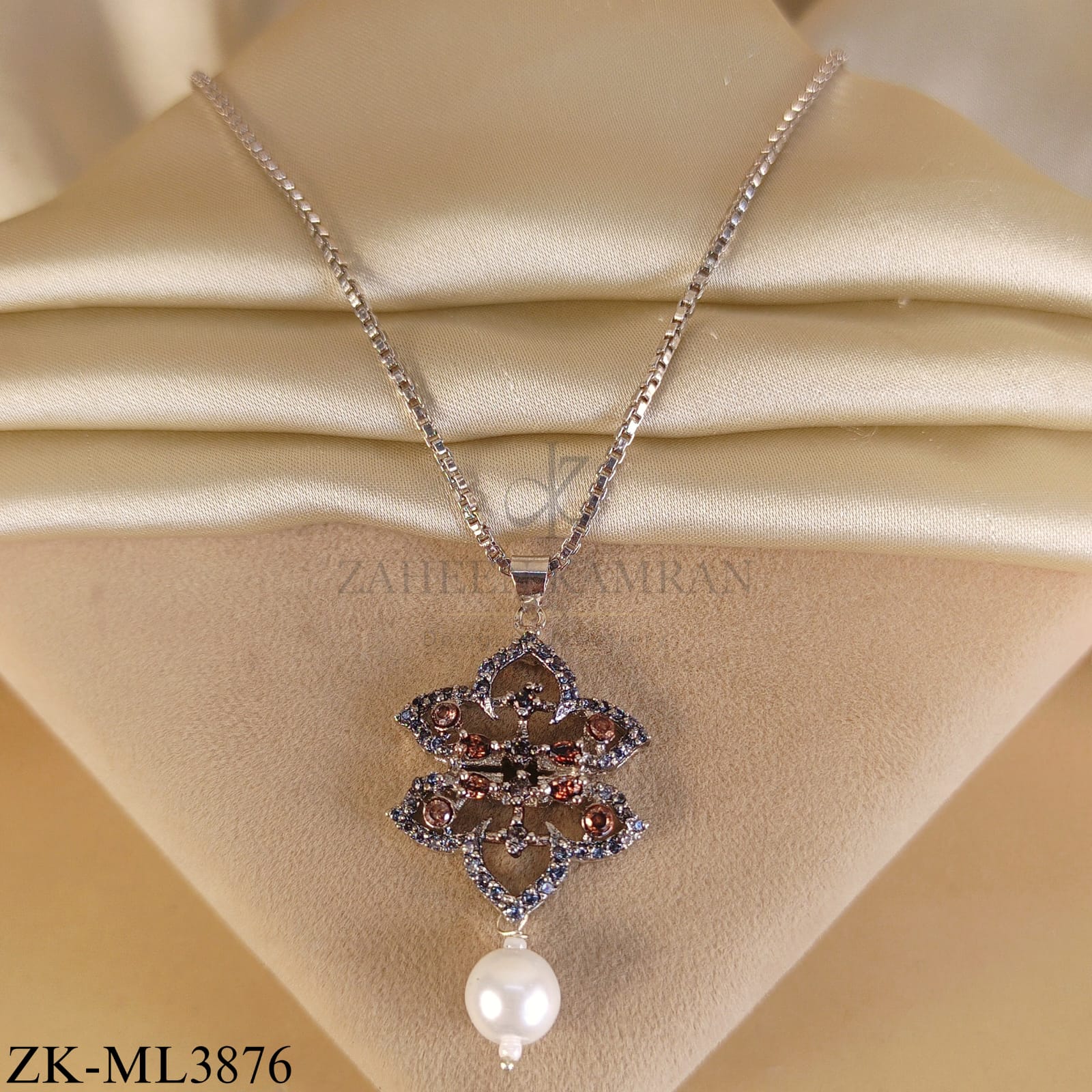 SILVER FLORAL MALA