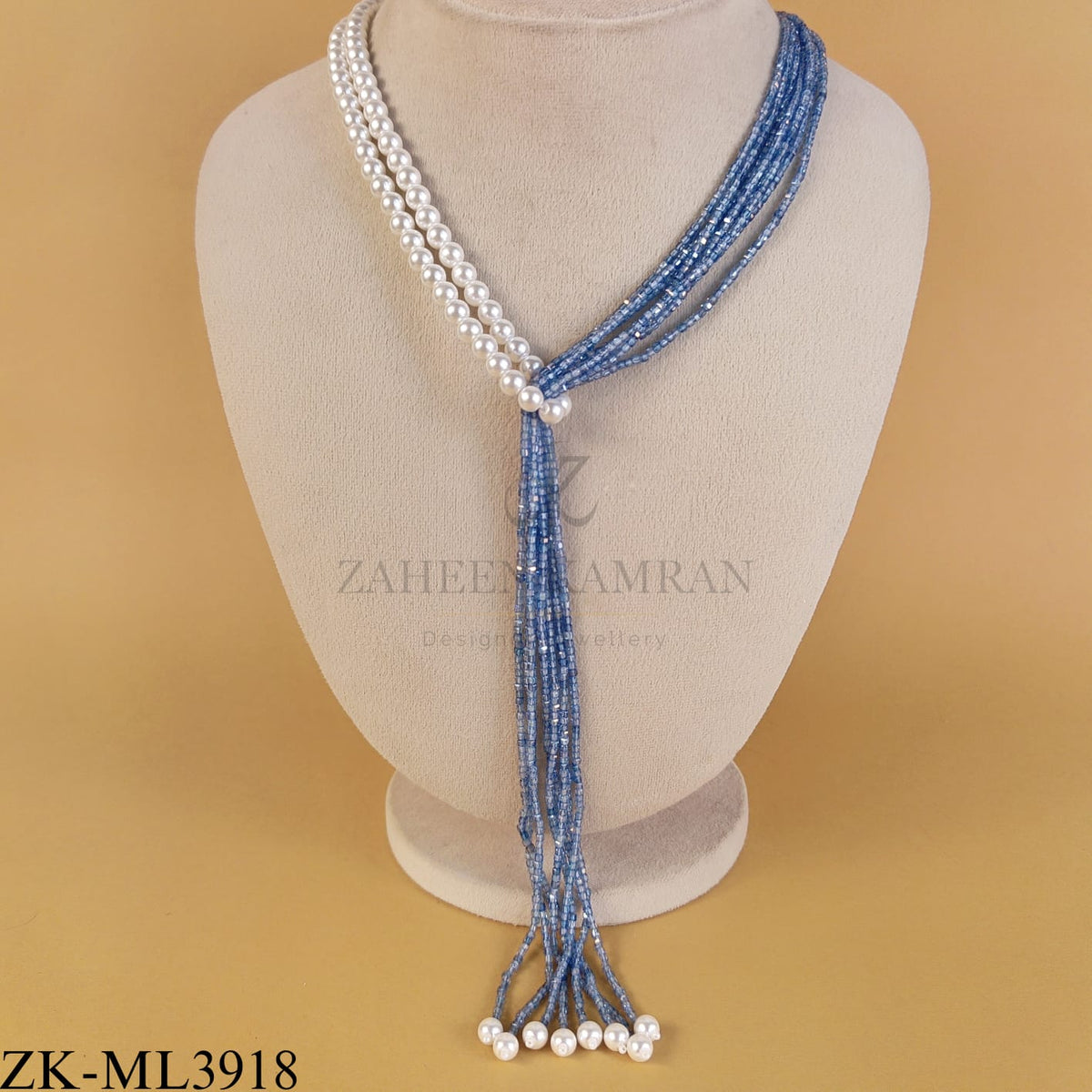 SAPPHIRE PEARLS KNOT MALA