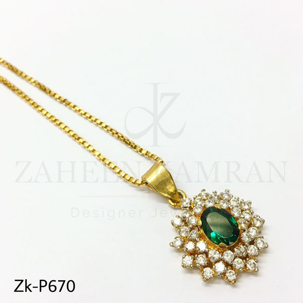 Emerald zircon pendant