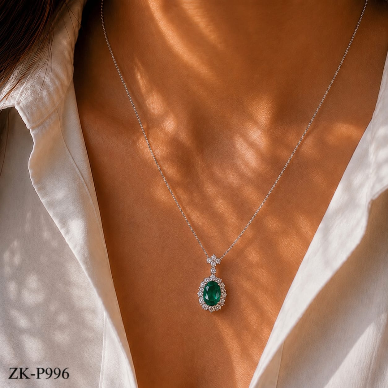 Emerald Halo Pendant
