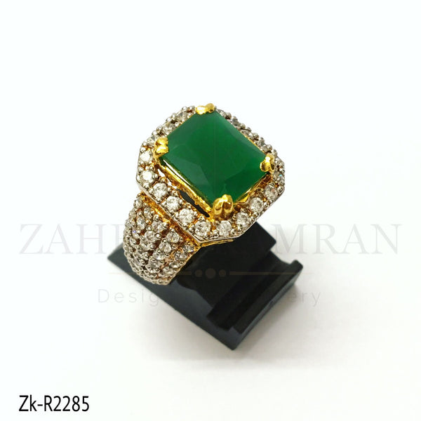 Emerald zircon ring